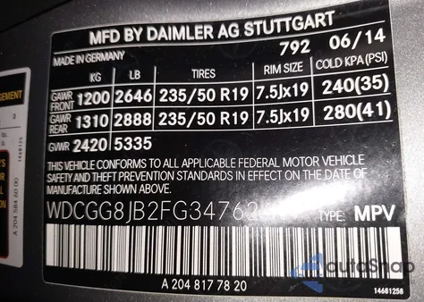 2015 Mercedes-Benz Glk 350 4Matic z USA, uszkodzony, nr VIN WDCGG8JB2FG347624